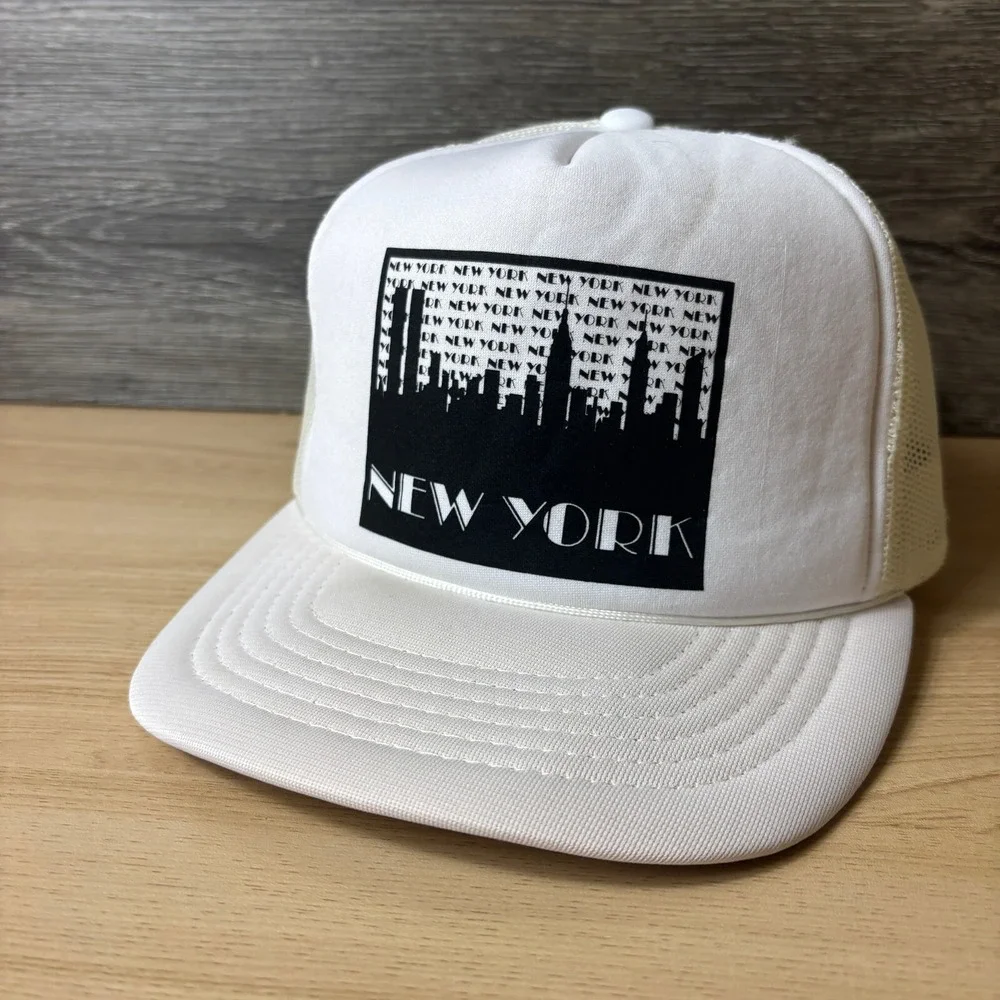 Vintage New York Hat Cap Snap Back White Trucker‎ NYC Adjustable